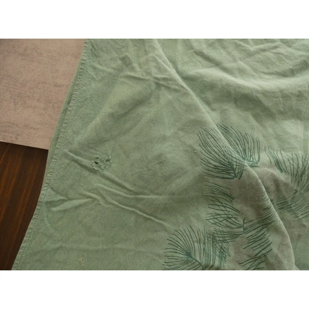 VTG California Hand Prints Tablecloth MCM Green Holiday Candles Spruce 64